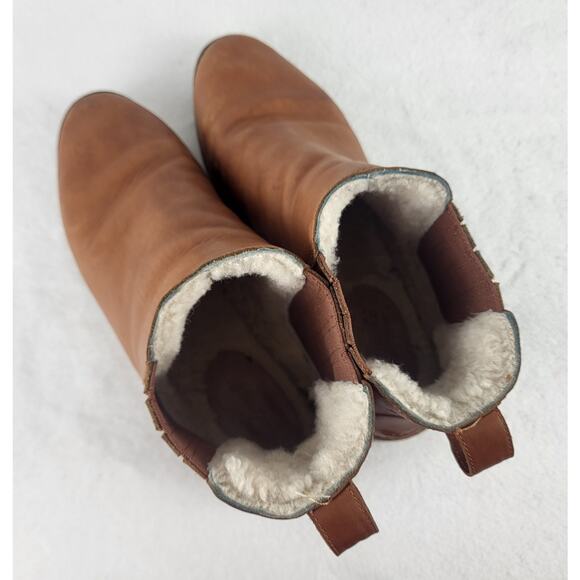 MADEWELL Ainsley Chelsea Leather Shearling Slip On Ankle Boot Brown | Size 10 - Picture 7 of 16